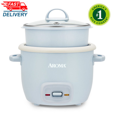 4-Cup Cooked, 2-Cup Uncooked Rice Cooker & Food Steamer with Bonded Granite,Blue