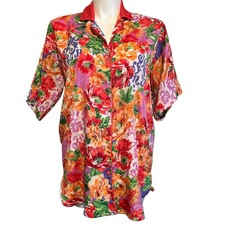 Victorias Secret Gold Label Floral Sleep Shirt Women s M/L Pajama Top VTG
