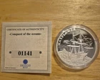1998 Conquest Of The Oceans Mayflower .999 Fine Silver Proof 20g