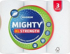 Mighty Big Kitchen Roll 3 Rolls Extra Large Sheets Strong Absorbent Paper Towel