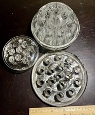 Lot of 3 Vintage Clear Glass Flower Frogs Dome and Round Styles