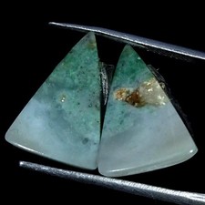 10.10Cts Natural Aqua Chalcedony Pair Fancy Cabochon Gemstone 13X18X3MM