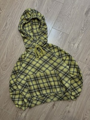 DRIES VAN NOTEN DOUBLE DRAWSTRING OVERSIZED Checkered YELLOW HOODIE women's XS