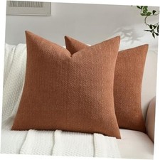 Chenille Throw Pillow Covers 18x18 Inch Set of 18" x 18" Pack of 2 Rust