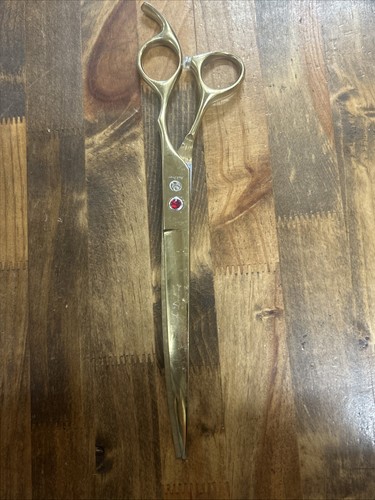 Purple Dragon 9.75” Gold Tone Downward Curved Blade Pet Grooming Scissors