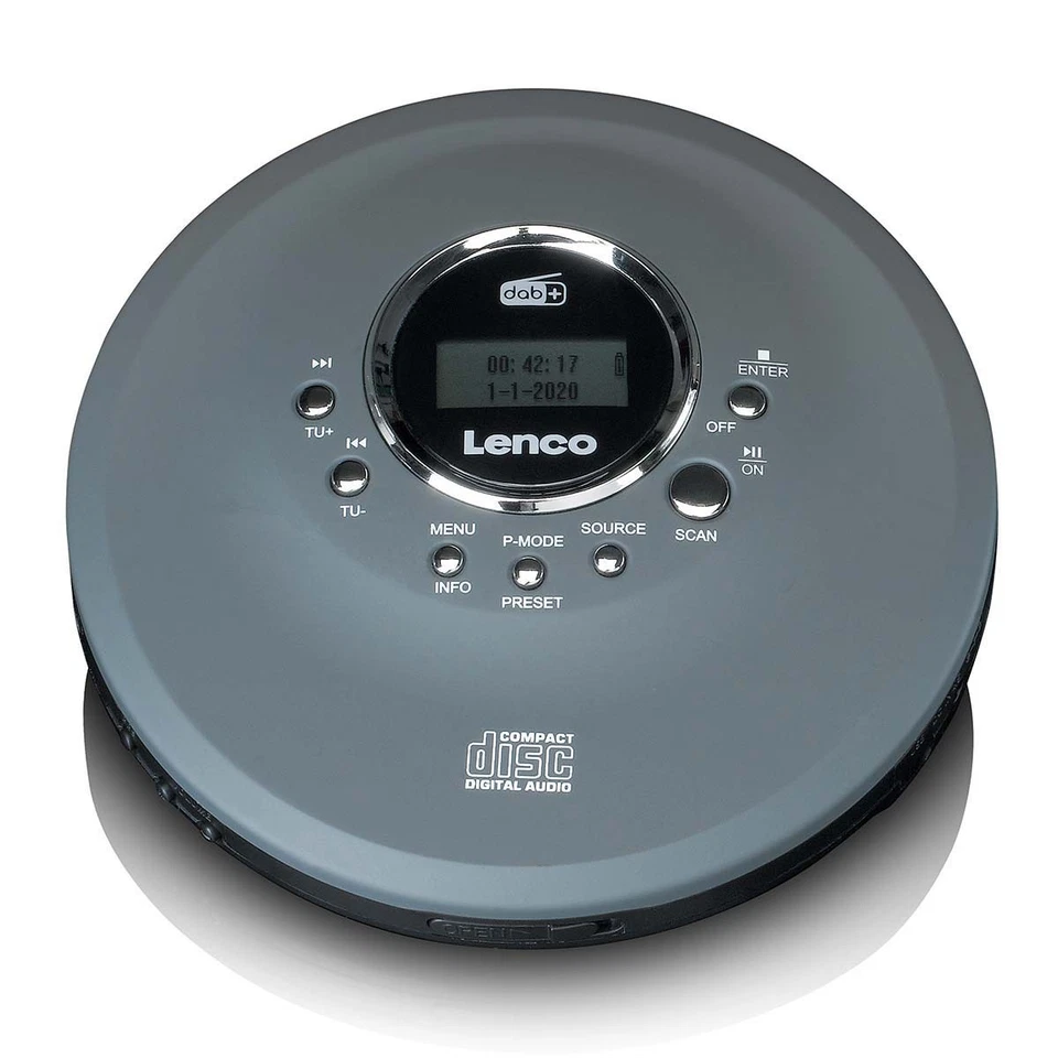 Lenco CD-400GY - Tragbarer CD/MP3-Player mit DAB+ - Akku-Aufladefunktion