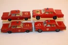 4 Vintage 1960's - 1970's Matchbox Lesney Fire Chief Cars FORD GALAXIE / MERCURY