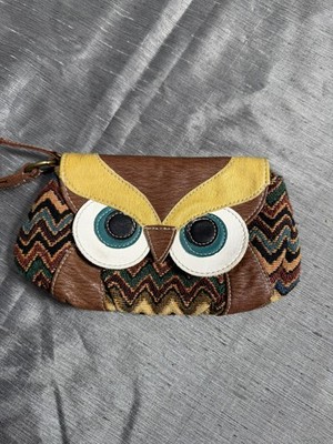Owl wristlet colorful boho style adorable face 