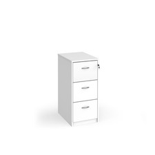 LF3WH - Wooden 3 drawer filing cabinet with silver handles 1045mm high -White