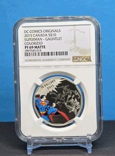 2015 CANADA $10 - DC COMICS - SUPERMAN - GAUNTLET - NGC PF69 MATTE - SILVER COIN