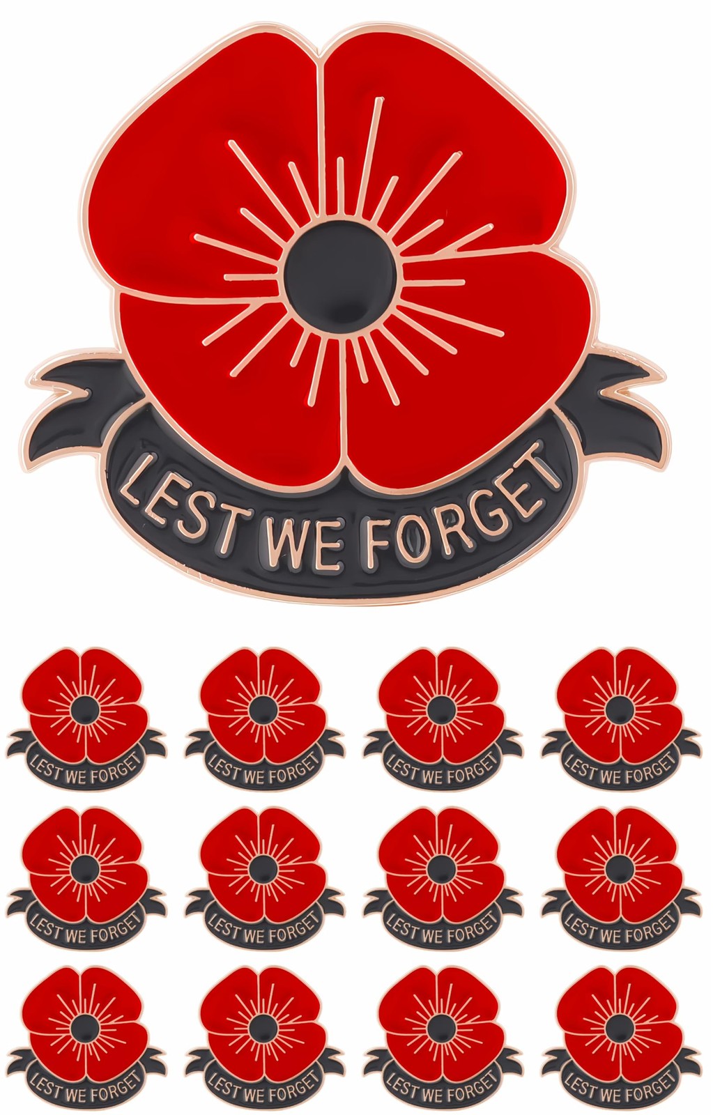 Tichso 25pc Poppy Flower Brooch Pins Memorial Day Remembrance Day Veterans Day