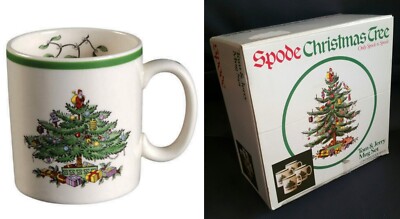 4 Spode Christmas Tree Tom & Jerry Mug Set-cups new in box Made in England