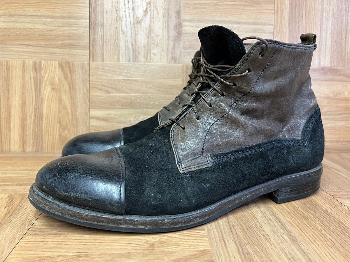 RARE? Pantanetti Brown Leather Black Suede Ankle Boots Sz 