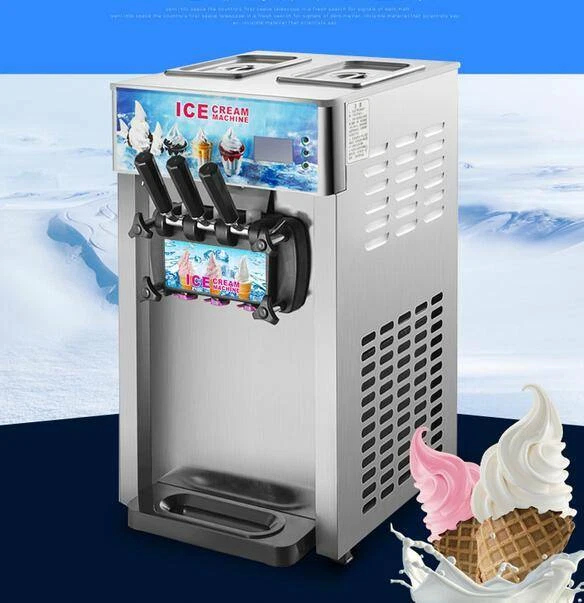 Pro Soft Ice Cream Maker Commercial 3 Flavors Sweet Cones Freezing Machine