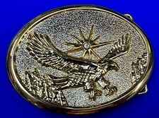 Patriotic American Usa Eagle Flying High Over Mountains W/ Starburst Belt Buckle