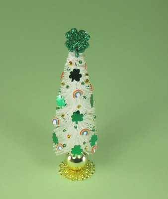WMH Dollhouse Miniature St. Patrick's Day Bottlebrush Tree - White / Rainbows 4''