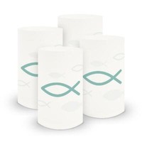 Itenga 6X Windlicht Fisch TüRkis Kommunion Konfirmation Taufe Deko Junge MäDchen
