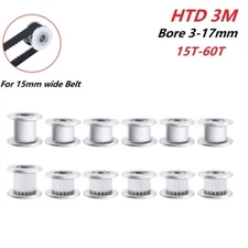 HTD 3M 15mm Idler Timing Belt Pulleys 15-60 Teeth 3-17mm Bore Synchronous Wheel