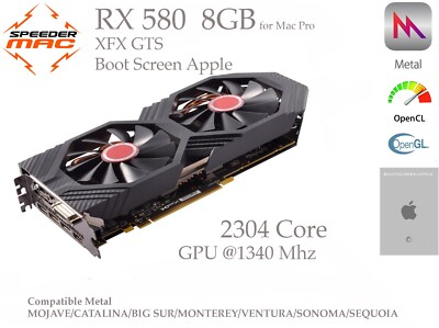  AMD Radeon Rx 580 XFX Bootscreen 8GB RAM Mac Pro Mojave/Monterey/Sequoia