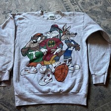 VTG Looney Tunes Sweatshirt Pullover Bugs Bunny Basketball Double Hit Large 1993