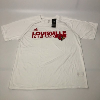 Louisville Cardinals Mens Shirt Medium White Tee T Pep Band Adidas NCAA NWT