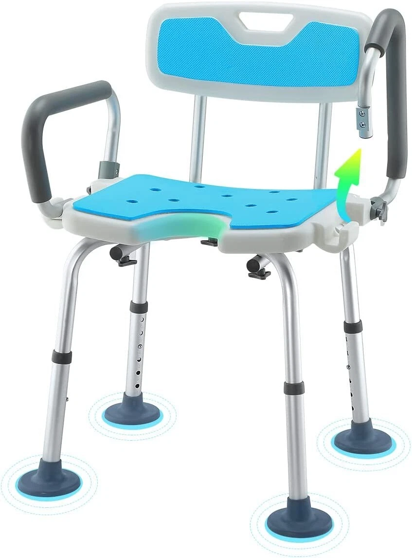 Shower Chair with Pivoting Arms Premium EVA Padded Bath Seat Heavy Duty