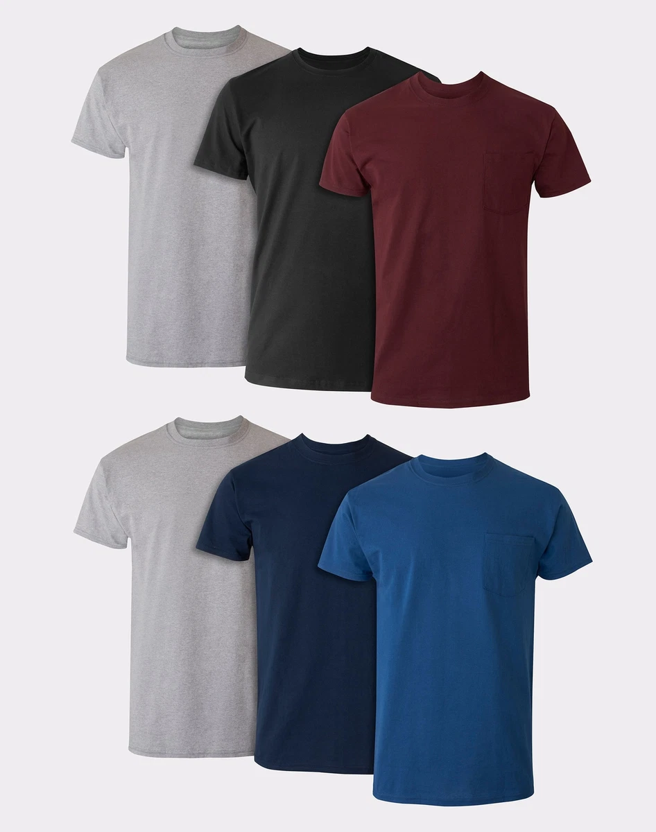 Hanes 6-Pack Pocket Tee Men&#039;s T-Shirt Soft and Assorted Colors | eBay