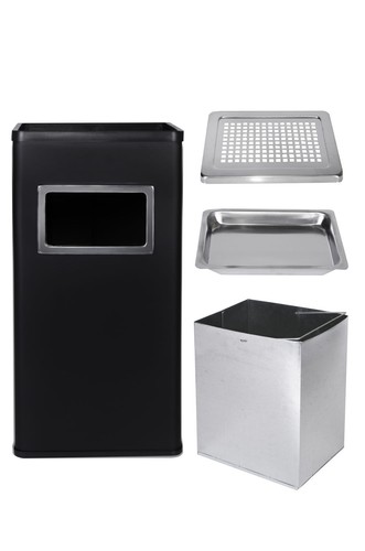 Standaschenbecher Mülleimer Aschenbecher 61cm 45 Liter Schwarz SIlber - Bild 9 von 21