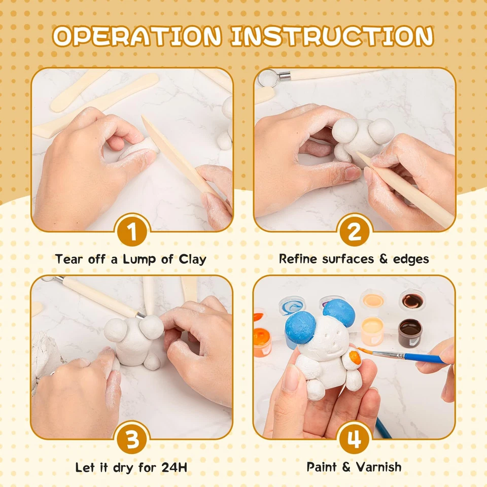 Ton Lufttrocknend für AnfängerEnthält 1000g lufttrocknenden Ton.DIY-Set zum T... - Bild 2 von 4