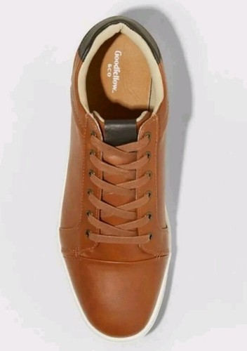 MENS GOODFELLOW 'EDDIE' CASUAL FAUX LEATHER SNEAKERS SHOES LACE UP, BROWN Sz 7 - Picture 3 of 5