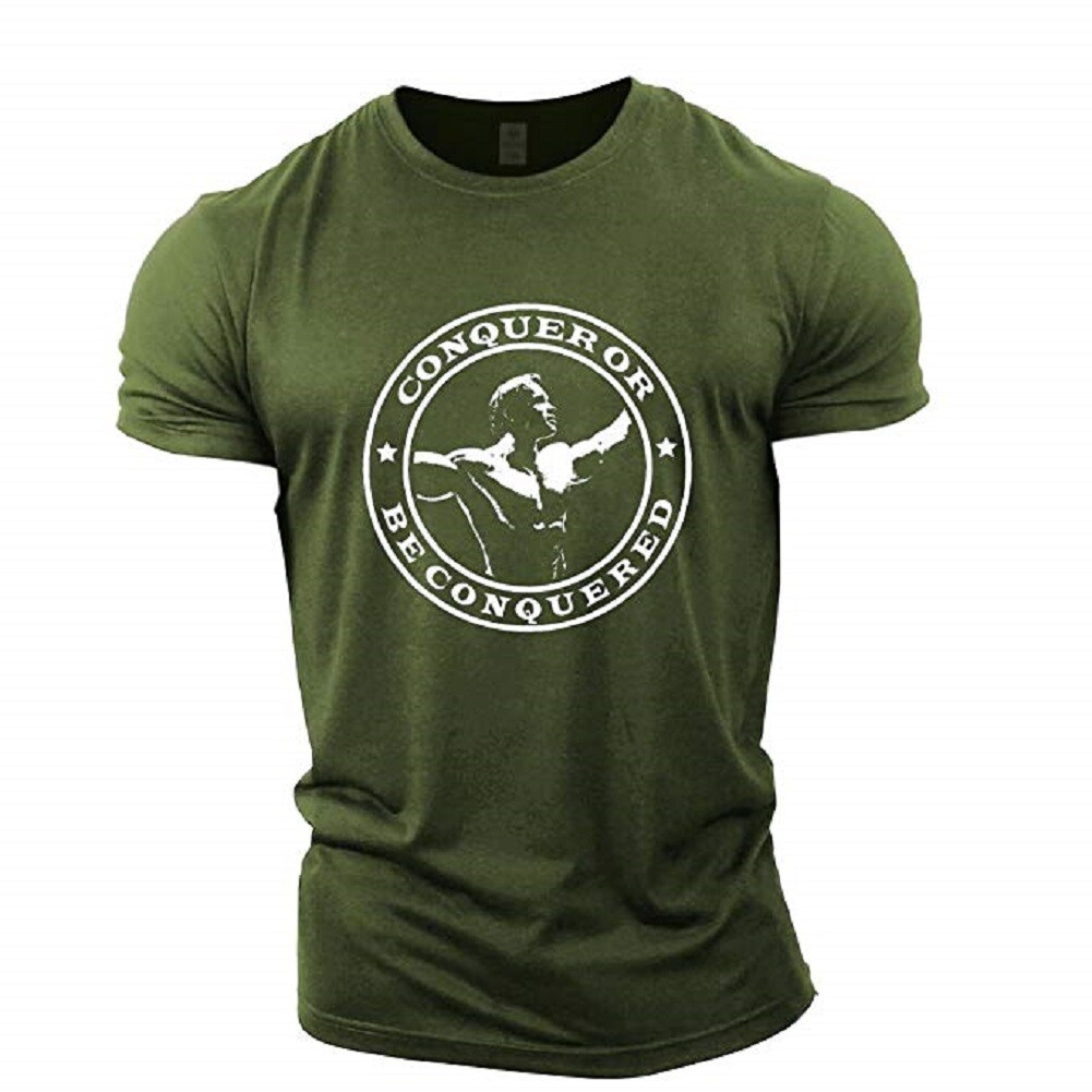 Fashion Casual Bodybuilding T-shirt Character Print Short Sleeve Top