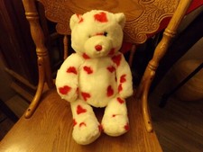 Build-A-Bear Valentine's Day Teddy Bear-White w/Red Hearts-Love Holiday