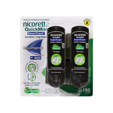 Nicorette Quickmist SmartTrack Duo Mouth Spray 1mg 2x150 Sprays Fast Relief