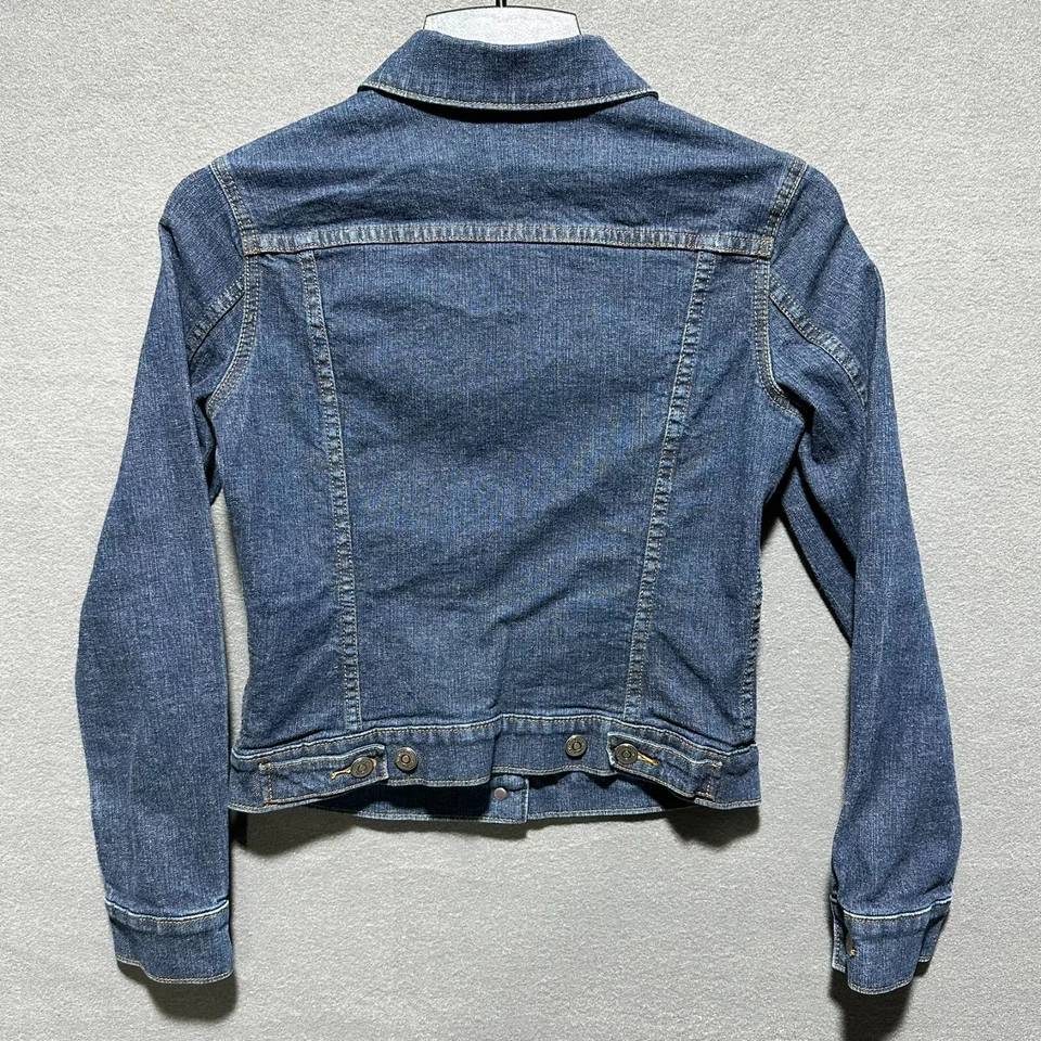 Chaqueta vaquera halógena de mezclilla para mujer azul lavado medio talla S algodón elástico Foto 4 de 4