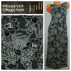 J Jill Wearever Collection Dress Xs Gray Floral Sleeveless Midi