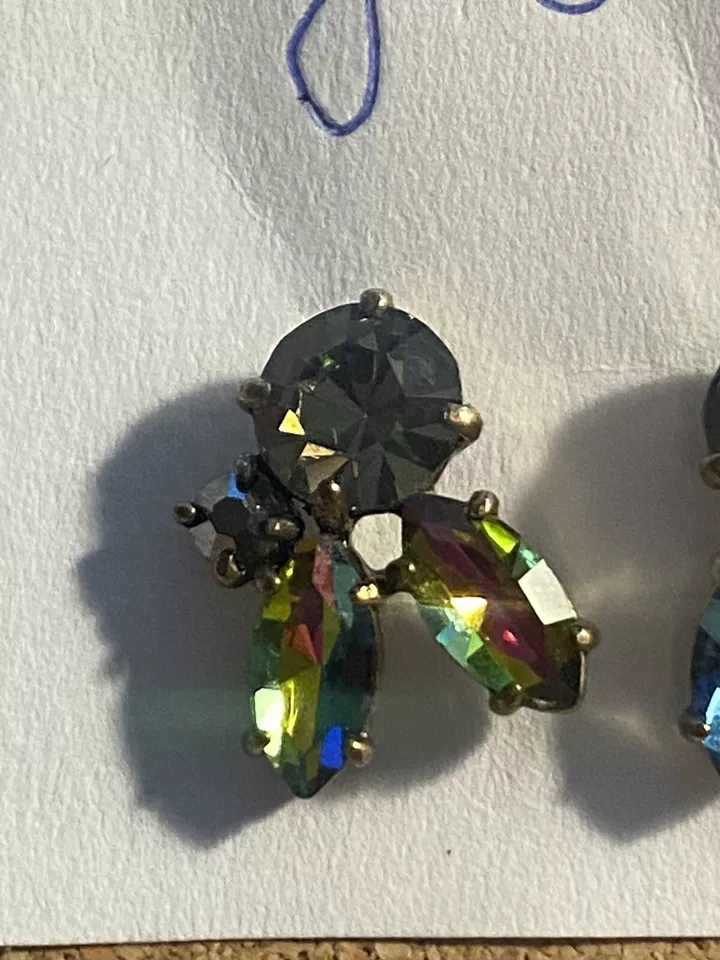 Pendientes J Crew Cristal Cluster Abanico Multicolor Azul Ámbar Púrpura Foto 3 de 4