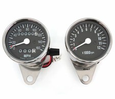 Mph Mini Speedometer 224060 Tachometer 14 Ratio Chrome Black Speedo Tach