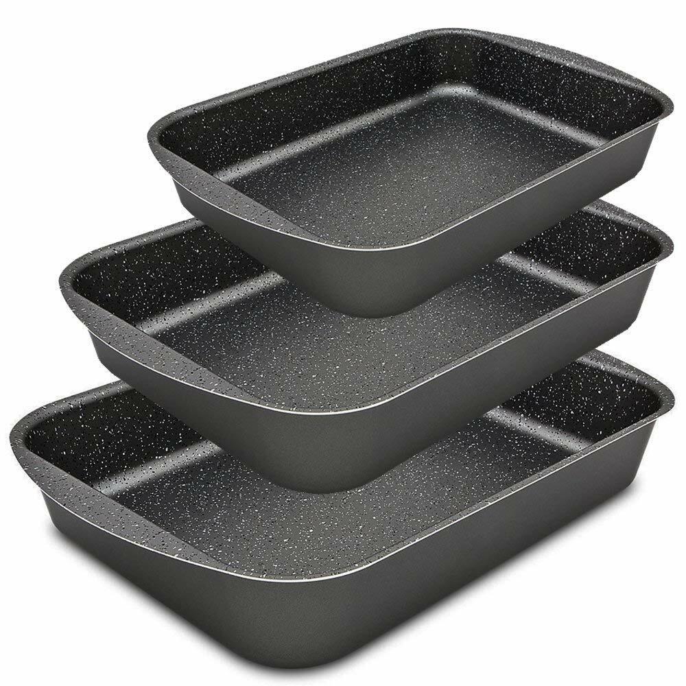 Menax Focus - Set di 3 Teglie da Forno con Rivestimento Antiaderente - (Z6U)