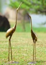 Aluminum Crane Birds Pair Sculpture-Garden/Pool Decor-29''H