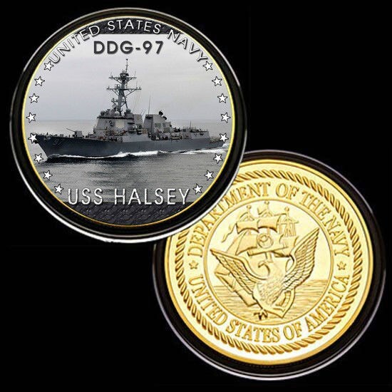 NAVY 海軍　メダル U.S. United States Navy | USS Halsey DDG-97 | Gold Plated