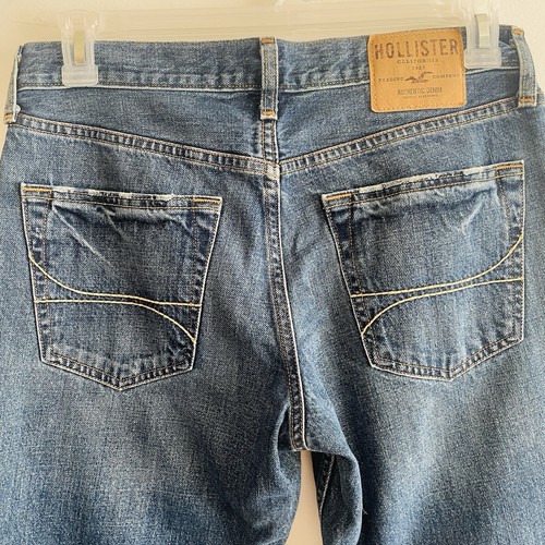 Hollister Jeans Herren 31x30 blau klassisch gerade Whiskered Button Fly 100 Baumwolle - Bild 9 von 12