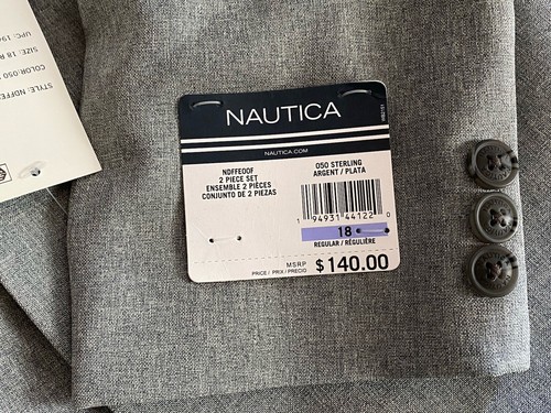 New NAUTICA Size 18R Big Boys Formal 2PC Gray Heather Poplin Suit $140 - Picture 15 of 16
