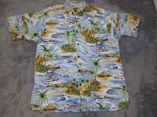 VTG Go Barefoot Men’s Hawaiian Shirt Palm Tree Plane Print SZ M Made In USA