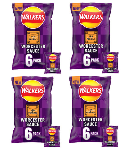 Walkers Worcester Sauce Crisps, 4 Multipacks
