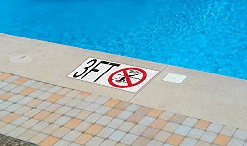 Ceramic 3FT Pool Depth Marker, 5.8"x5.8" w 4" Font Pool Signs, Abrasive Non-slip - Picture 2 of 3
