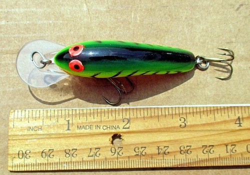 1ct FIRE TIGER 3" Flat CRANKBAIT 3/8oz Balsa Wood Bass Fishing Baits Round Bill - Picture 6 of 6