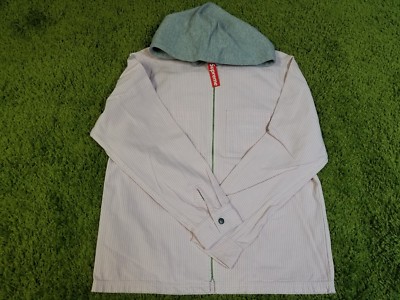 Supreme F/W 2017 Hooded Stripe Denim Zip Up Shirt Box Logo | eBay 