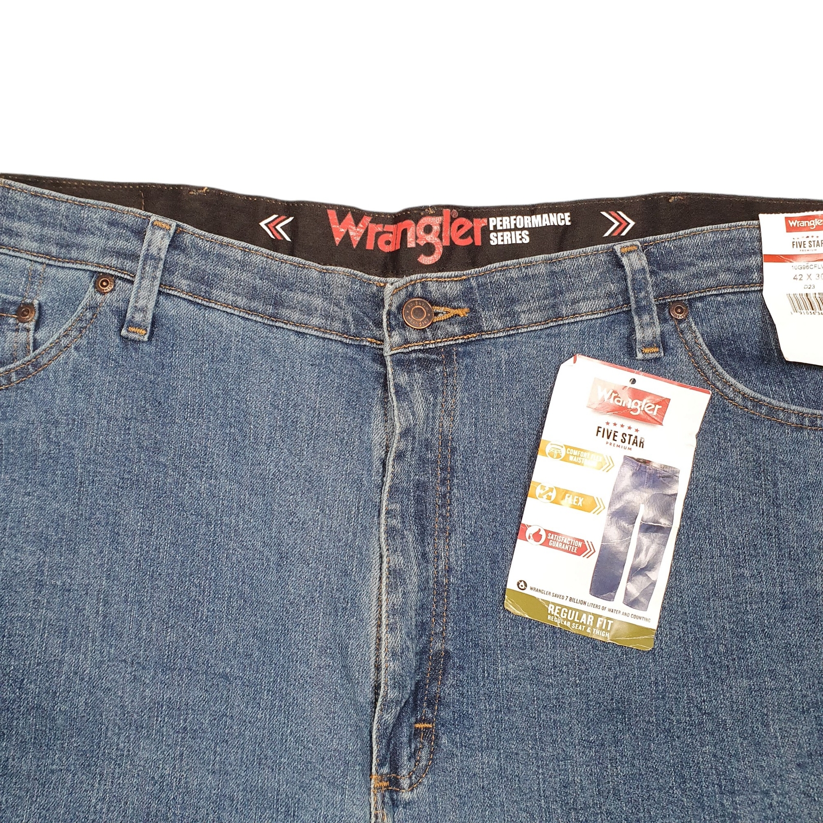 WRANGLER Jeans Regular Fit Blue Denim Trousers Stretch Five Star Flex W42 L30 image 2