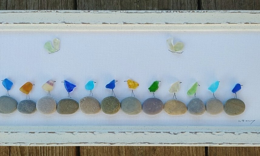 Birds Family Sea Glass Picture Wall Art Lovers Birds Home Decor birds-family-sea-glass-picture-wall-art-lovers-birds-home-decor