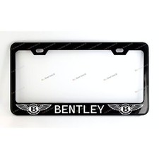 Bentley Custom Made Black Metal License Plate Frame Screw Caps
